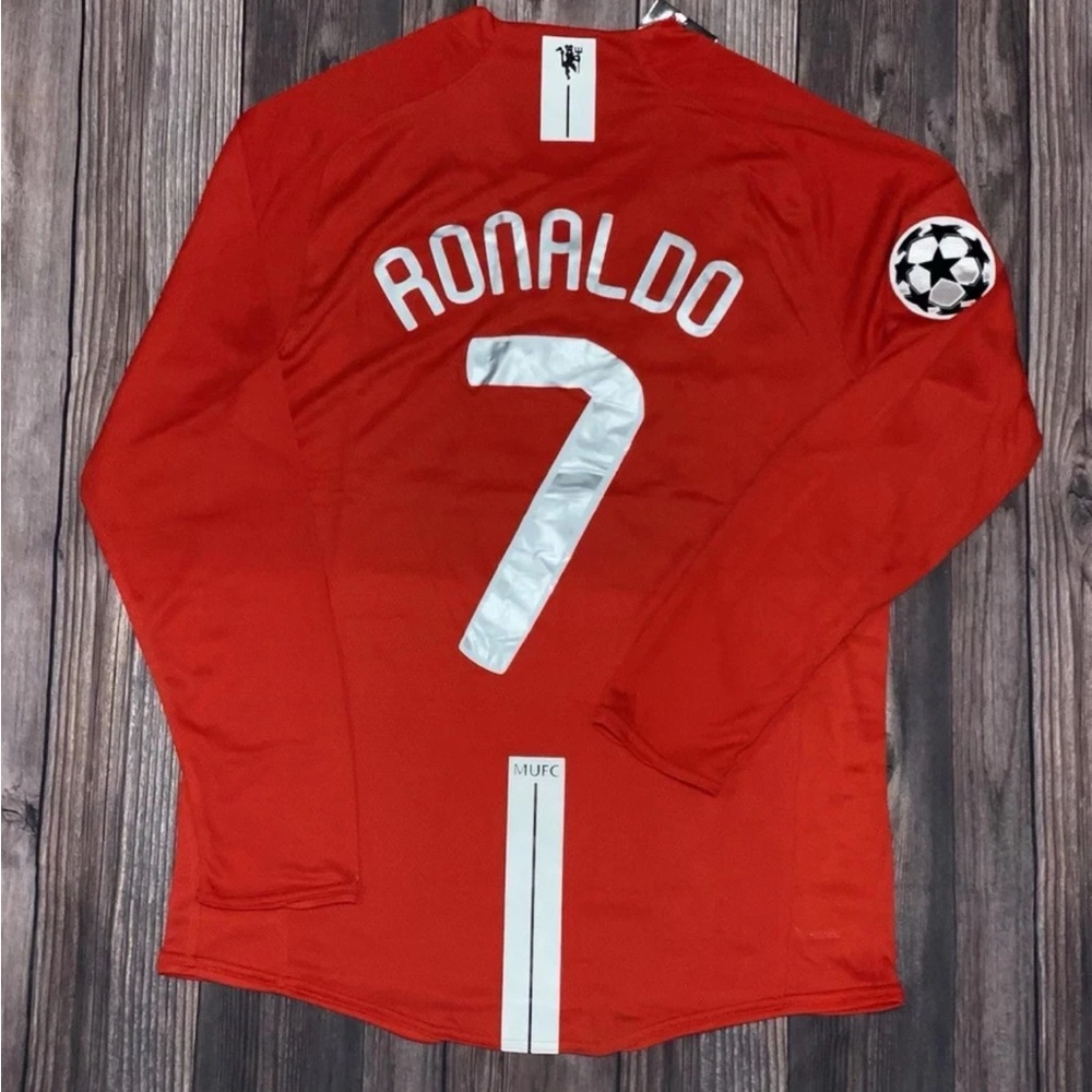Cristiano Ronaldo #7 2008 UCL Final Manchester United Nike Long Sleeve Jersey - Picture 2 of 6